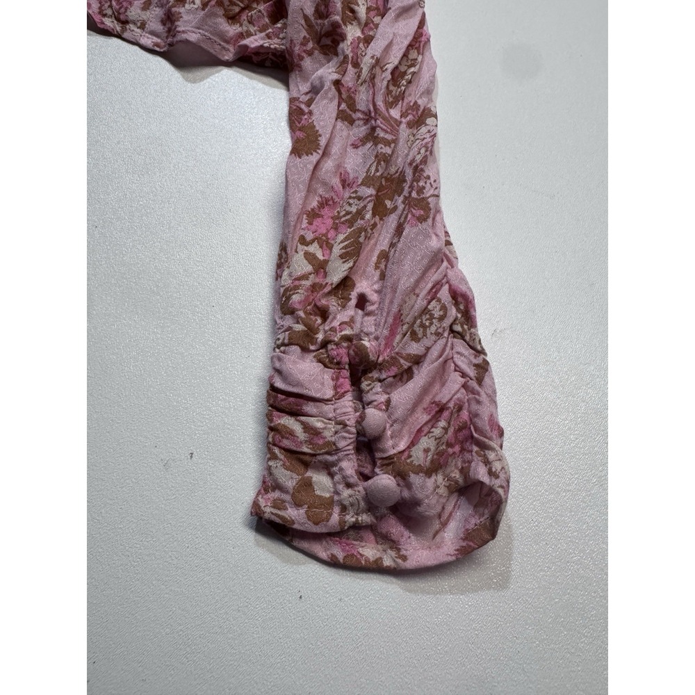 Free People NWT Pink Floral Print Balloon Sleeve Blouse size Medium - Picture 3 of 5